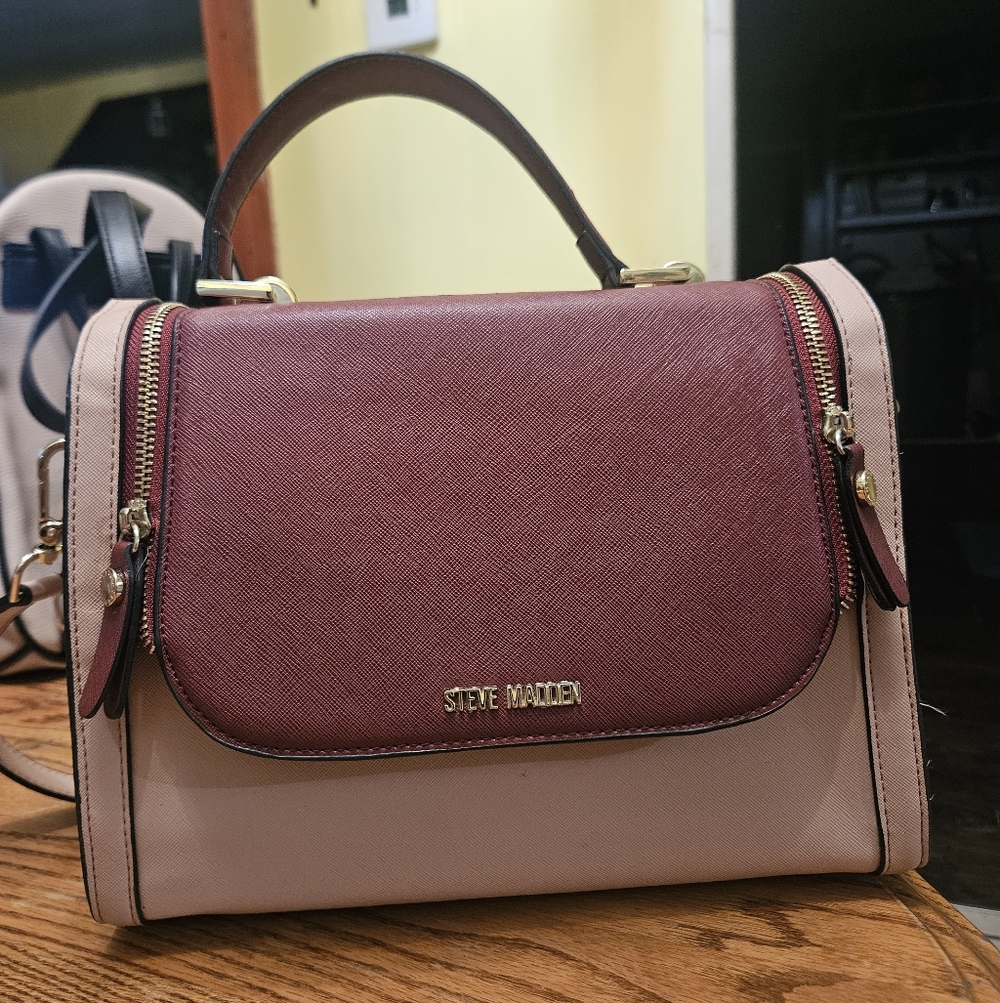 Steve Madden Burgundy and Pink Satchel